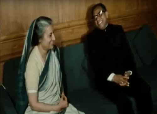 Abdus Samad Azad, the first foreign minister of Bangladesh, with Indira Gandhi in New Delhi in 1972
